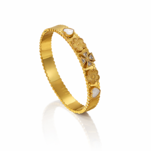 Clover White Heart Bangle