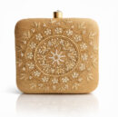 Copper Ash Brown Clutch with gold chain and embroidery