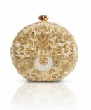 Cream Elegance Clutch with single side bead embroidery