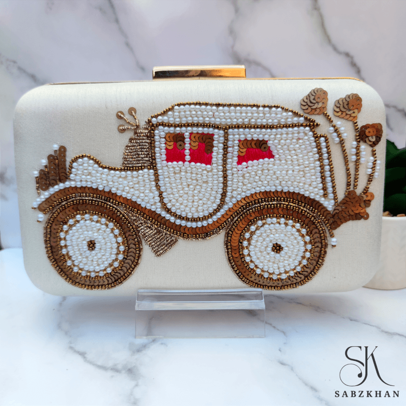 MAHJABEEN CLUTCH (OFF WHITE) - Image 2