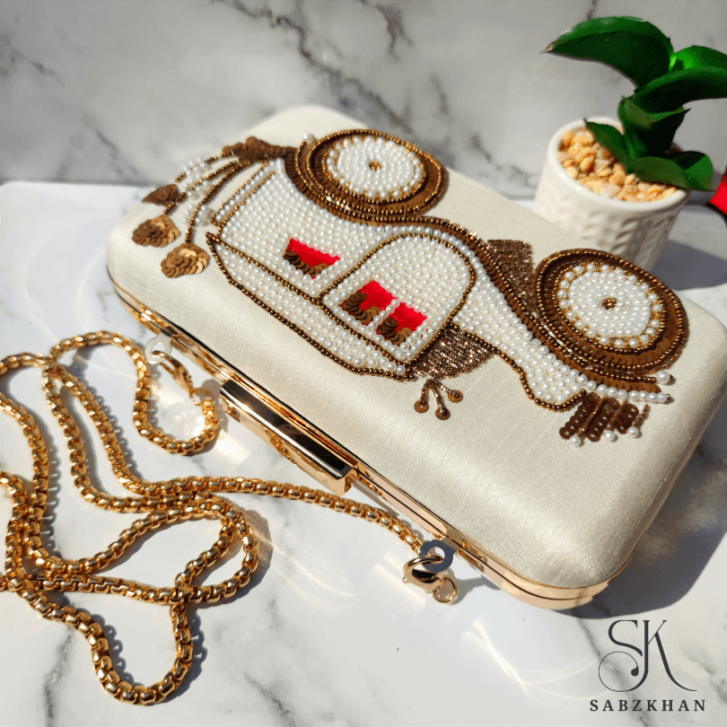 MAHJABEEN CLUTCH (OFF WHITE) - Image 3