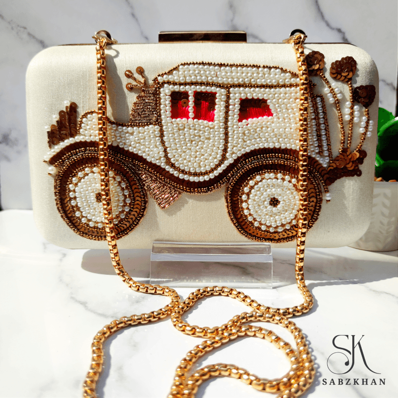 MAHJABEEN CLUTCH (OFF WHITE) - Image 4
