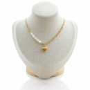 Model wearing a substantial gold plated necklace by SABZKHAN - premium 21g jewelry piece