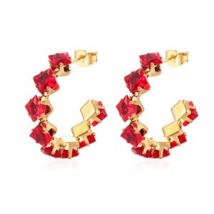 Red Rhinestone Earrings