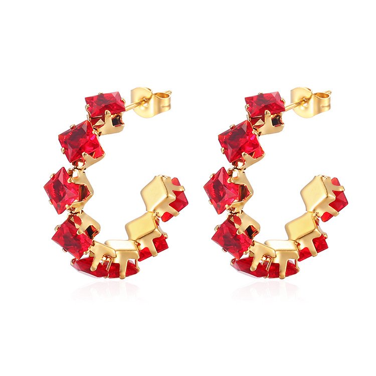 Red Rhinestone Earrings