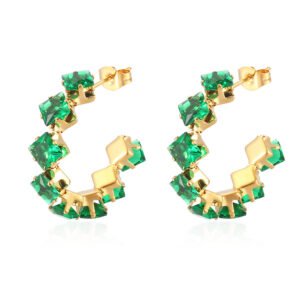 Green Rhinestone Earrings